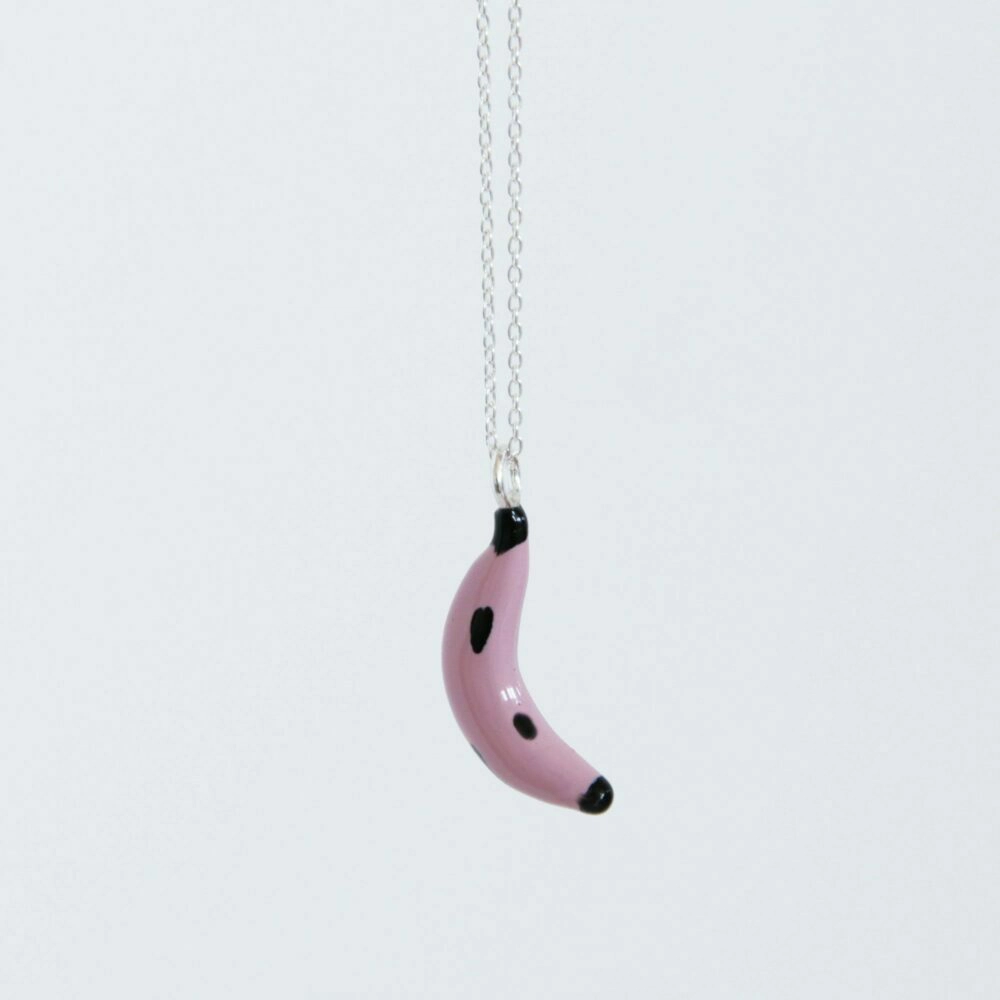 Gargantilla de plata plátano rosa