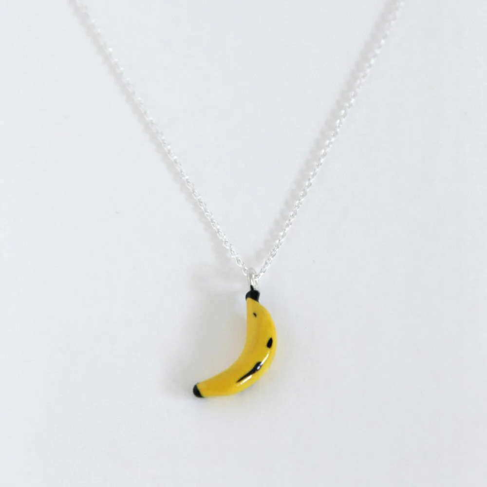 gargantilla de plata plátano amarillo
