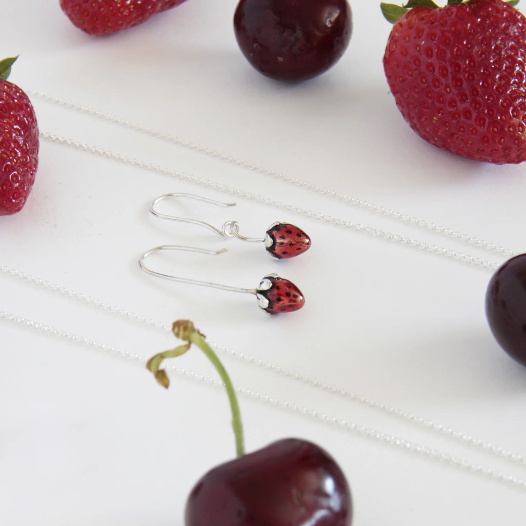 Pendientes de plata fresas