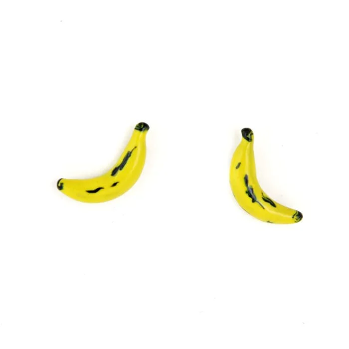 pendientes de plata esmaltada plátanos