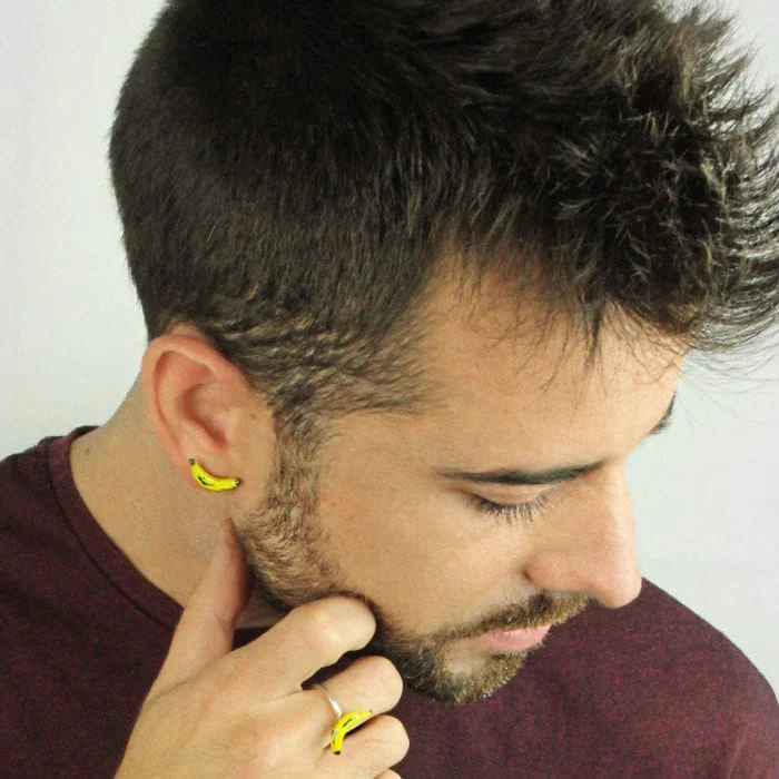 pendientes de plata esmaltada plátanos
