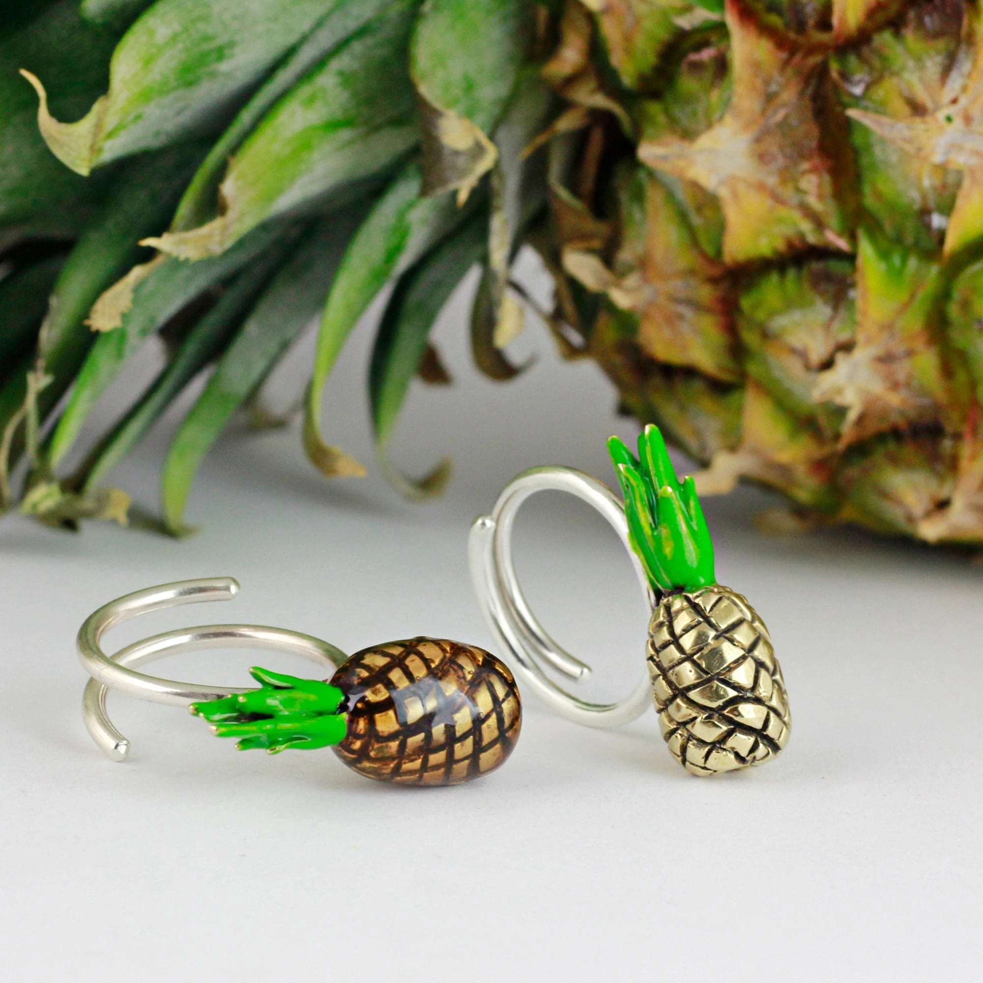 Silver and brass Ring, Pineapple