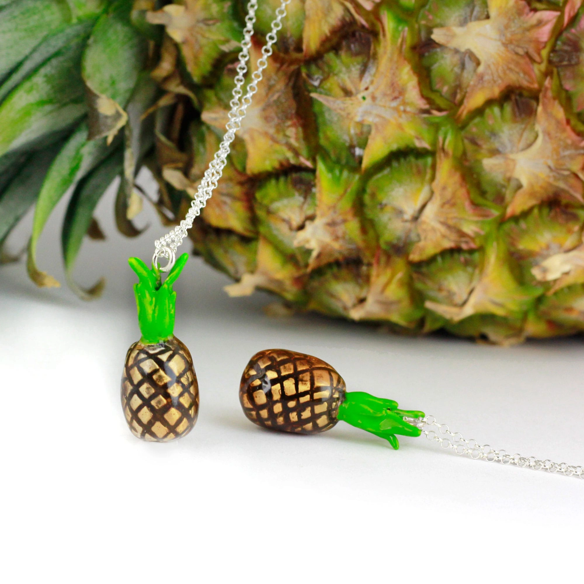 Silver Choker Necklace, Pineapple