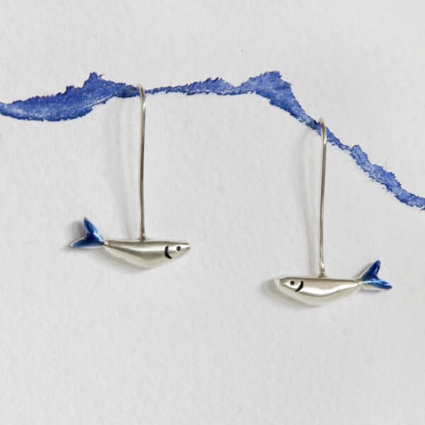 Pendientes de plata largos Sardinas