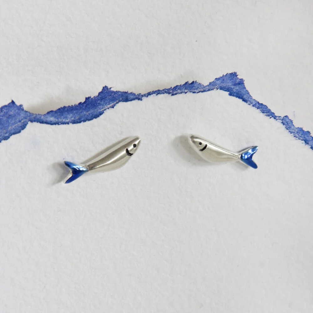 Pendientes de plata Sardinas