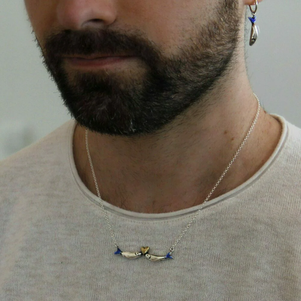 Gargantilla de plata Sardinas Love Blue