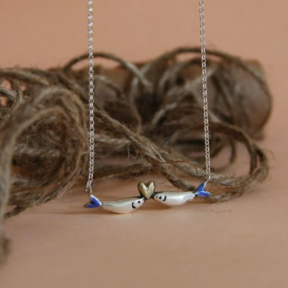 Gargantilla de plata Sardinas Love Blue