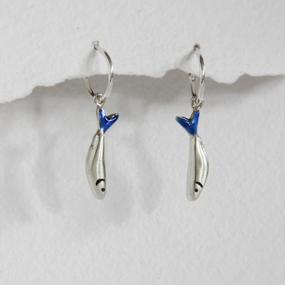 Pendientes Aros plata Sardinas