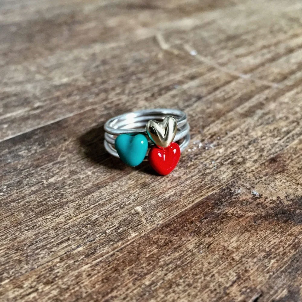 anillo plata corazón