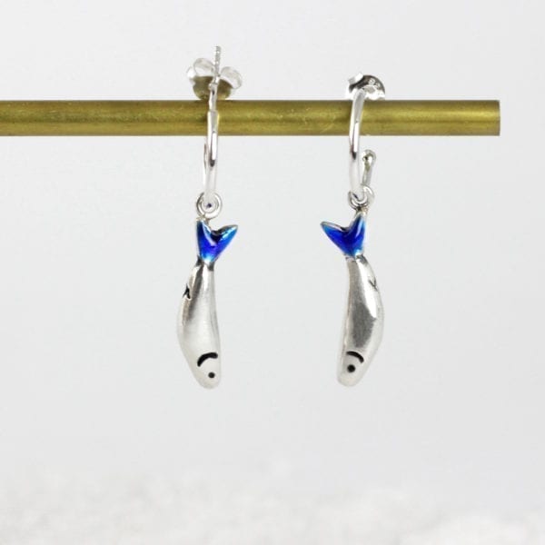 Silver Earrings Hoop Sardines