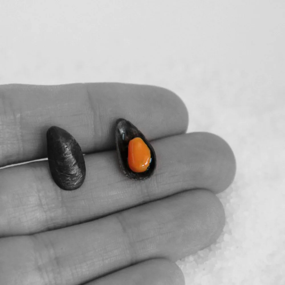 Pendientes de plata Mejillón