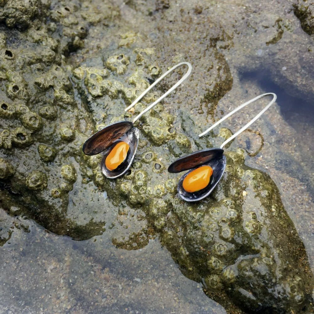Silver Earrings, Mussel earrgins