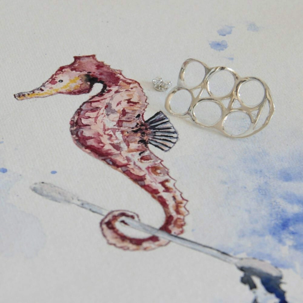 Silver earring Six Pack Rings - Vacía La Nevera Silver earring Six Pack Rings
