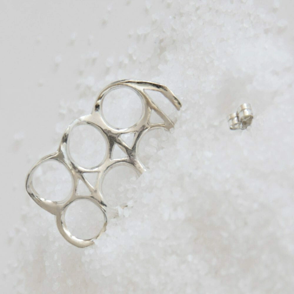 Silver earring Six Pack Rings - Vacía La Nevera Silver earring Six Pack Rings