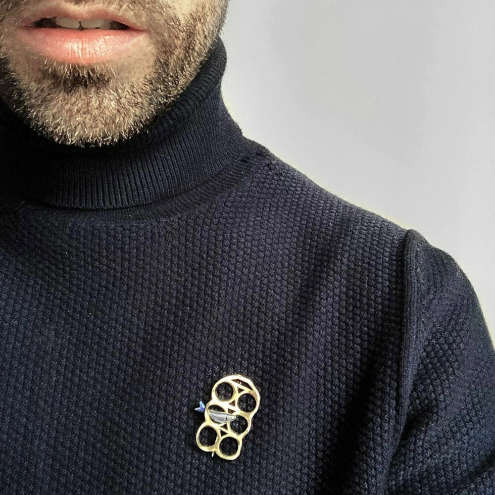 Brass and silver brooch