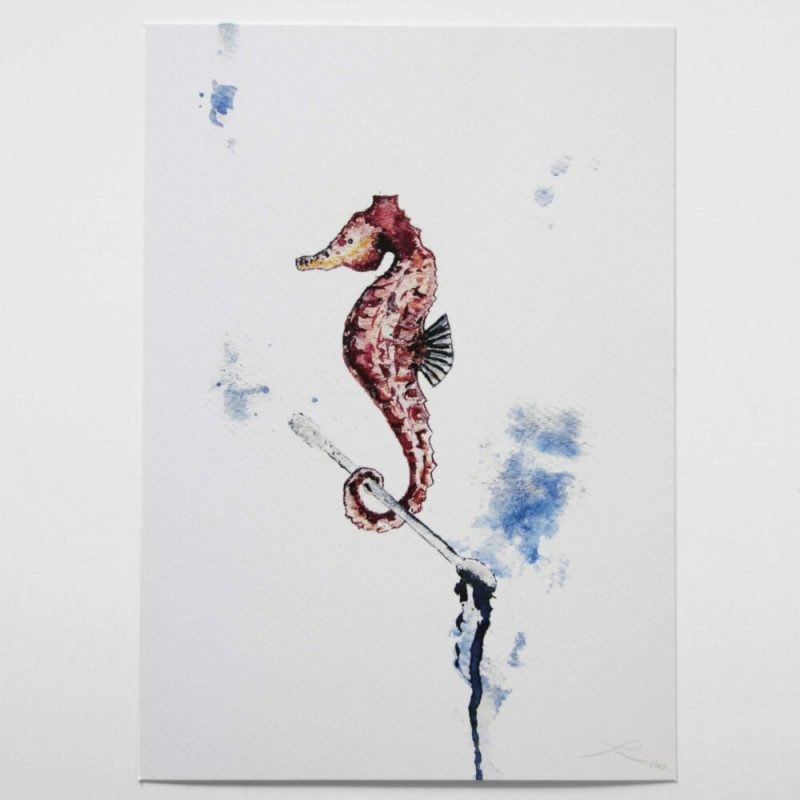 Ilustración caballito de mar bastoncillo