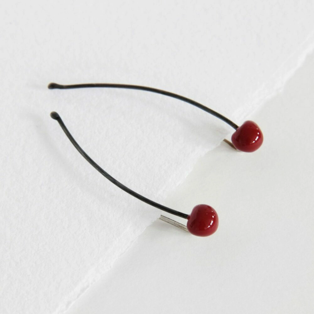 Silver earrings Cherries