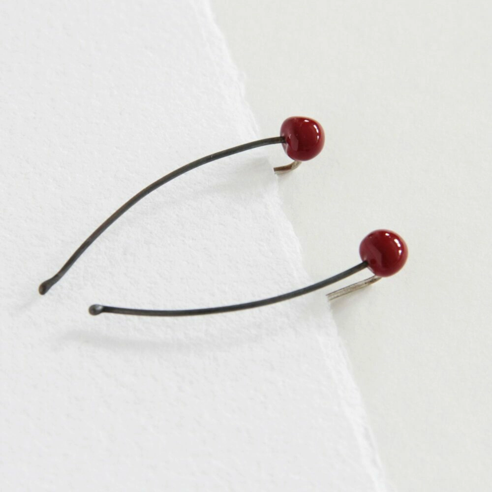 Silver earrings Cherries