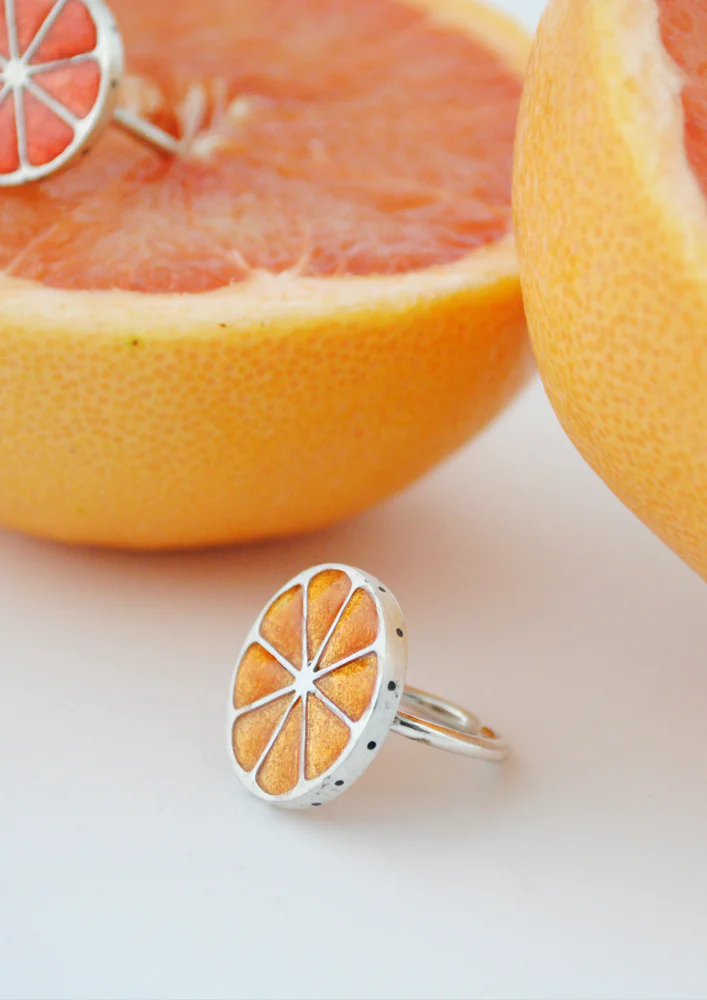 njoyas de plata, anillo naranja