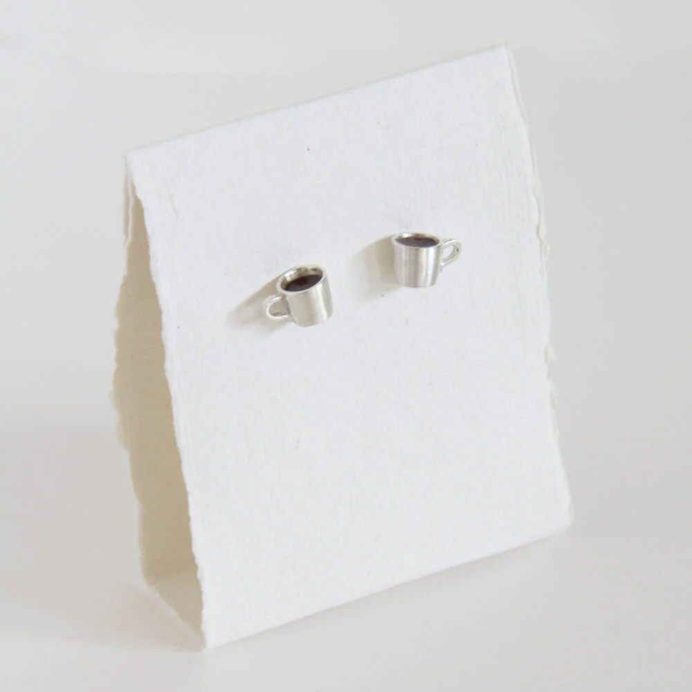Silver earrings Small cup with coffee or chocolat