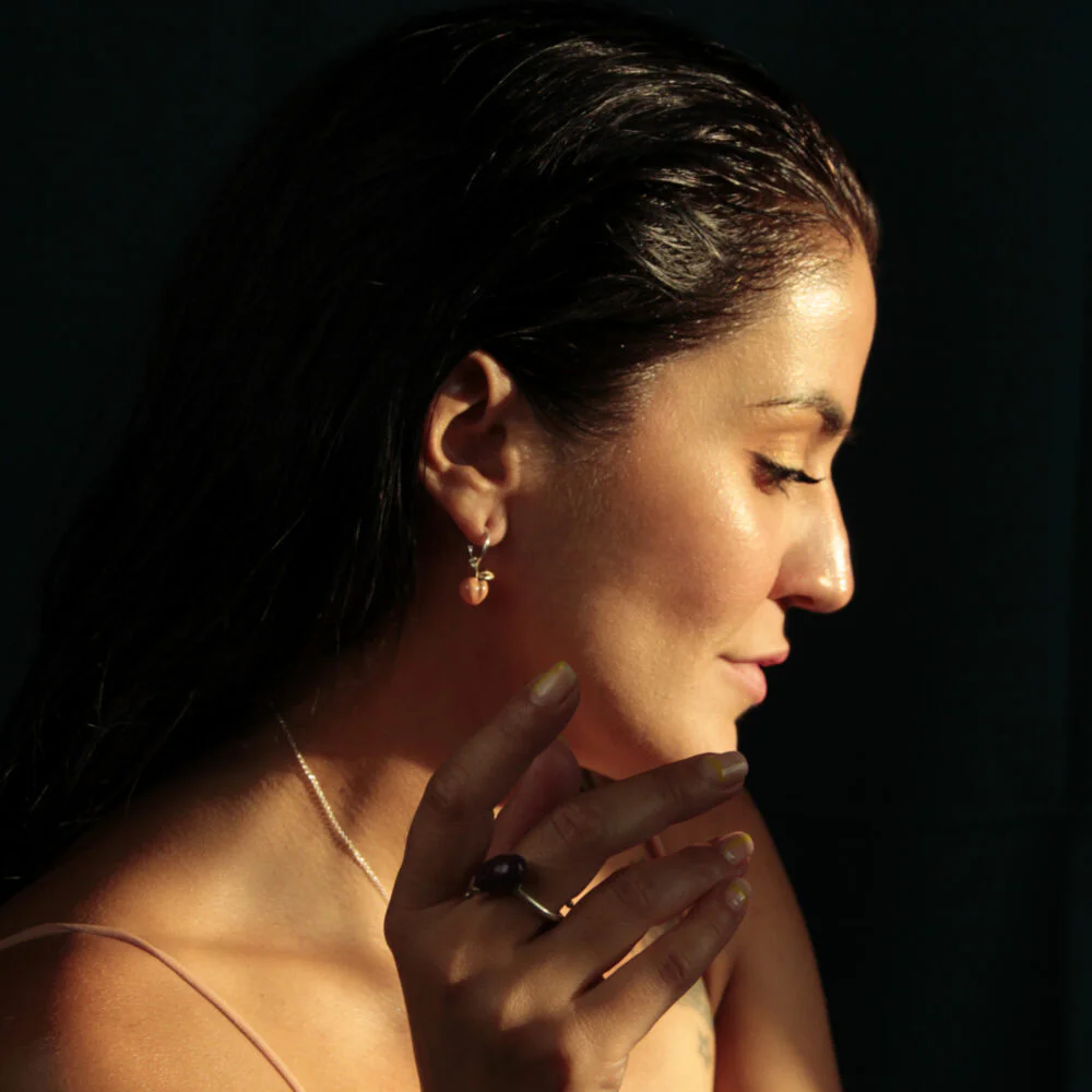 Silver hoop earrings peach
