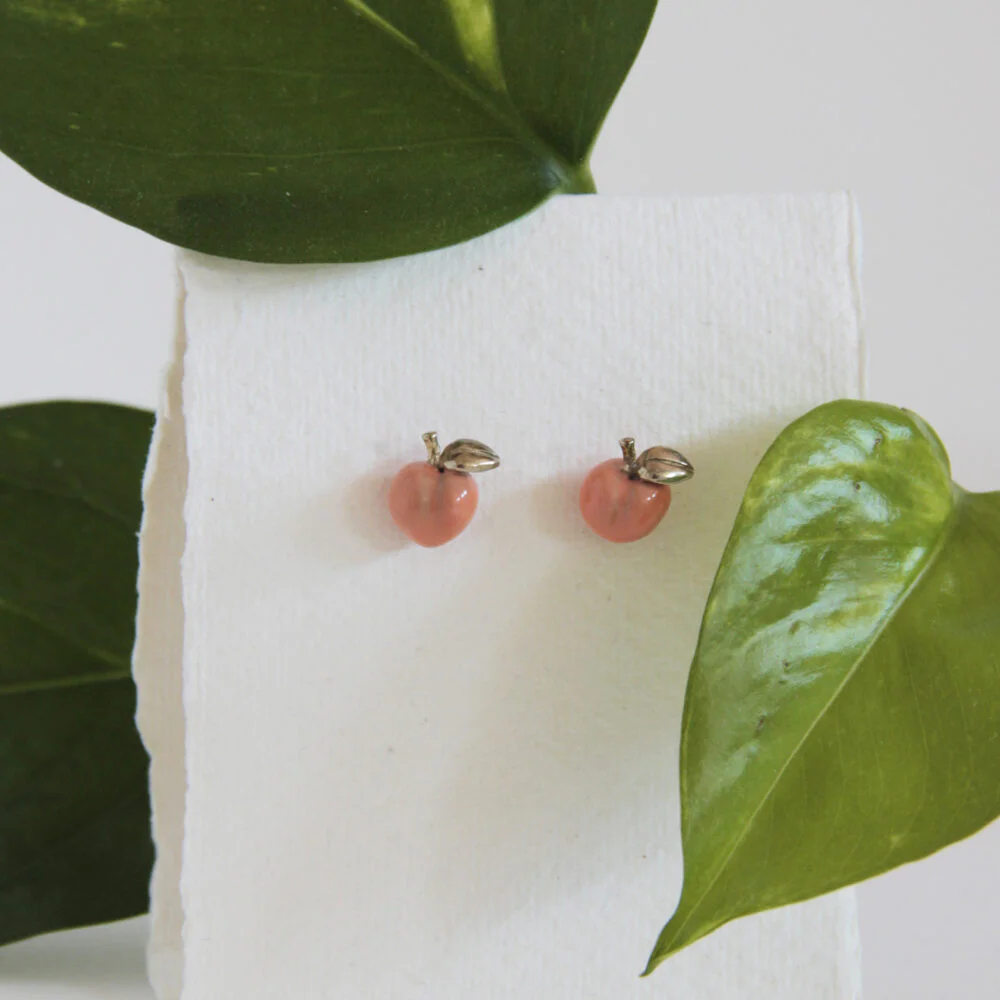 Silver earrings Peach Melocotón