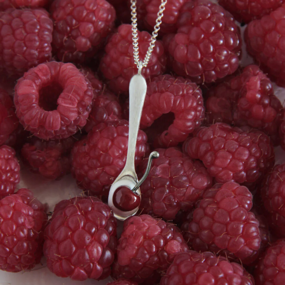 Gargantilla de plata Cuchara con nata y cereza