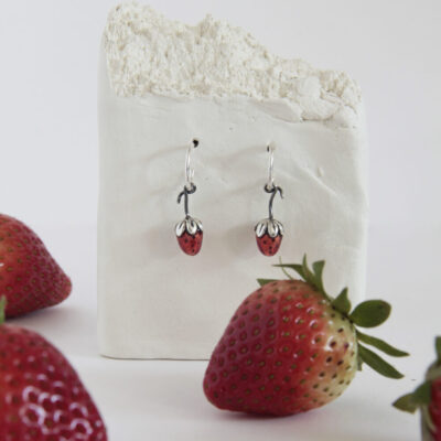 Strawberry silver hoops