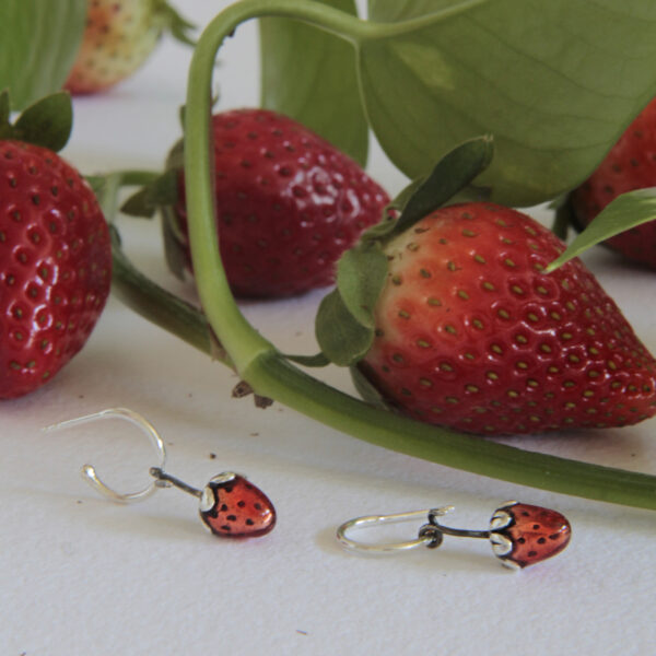 Strawberry silver hoops