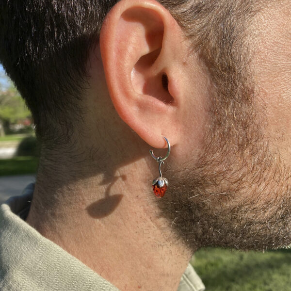 Strawberry silver hoops