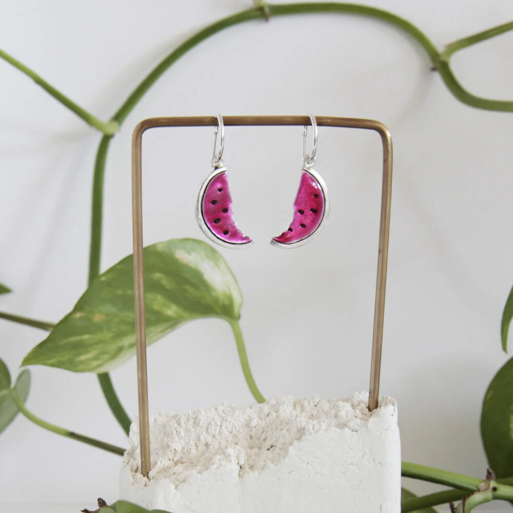 Silver earrings – Watermelons