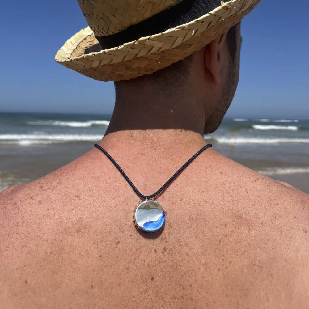 Collar-plata-chapa-grande-5C - Vacía La Nevera Colgante de plata Chapa de botella