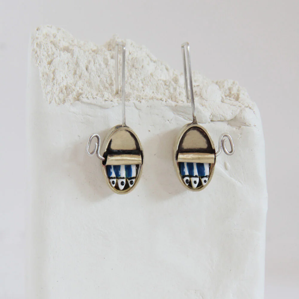 Pendientes de latón y plata Lata de Sardinas