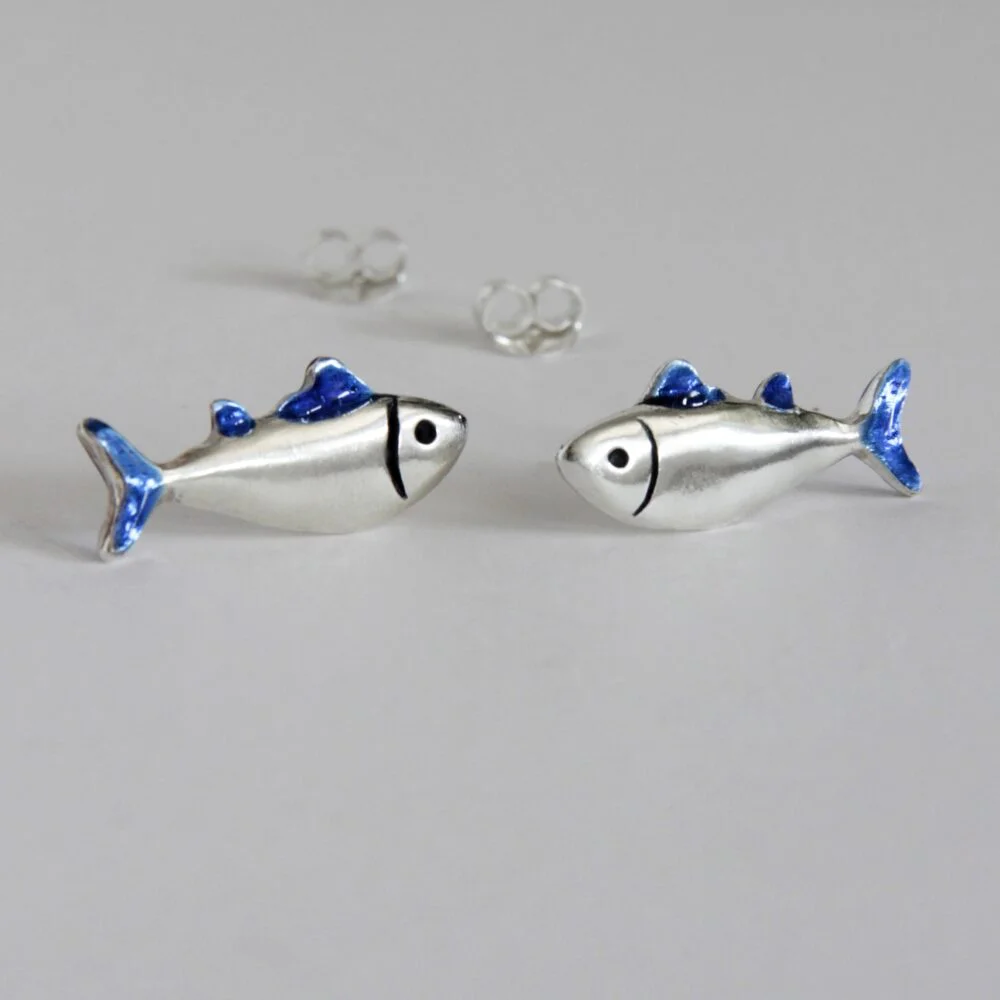 Pendientes de plata Atún