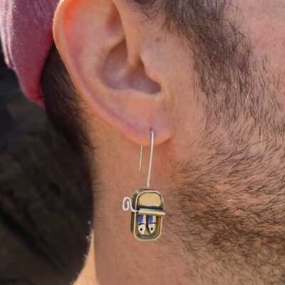 Pendientes de latón Lata de conservas Pareja de Sardinas