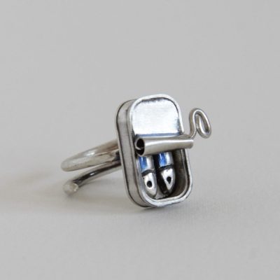Anillo de plata lata Pareja de Sardinas