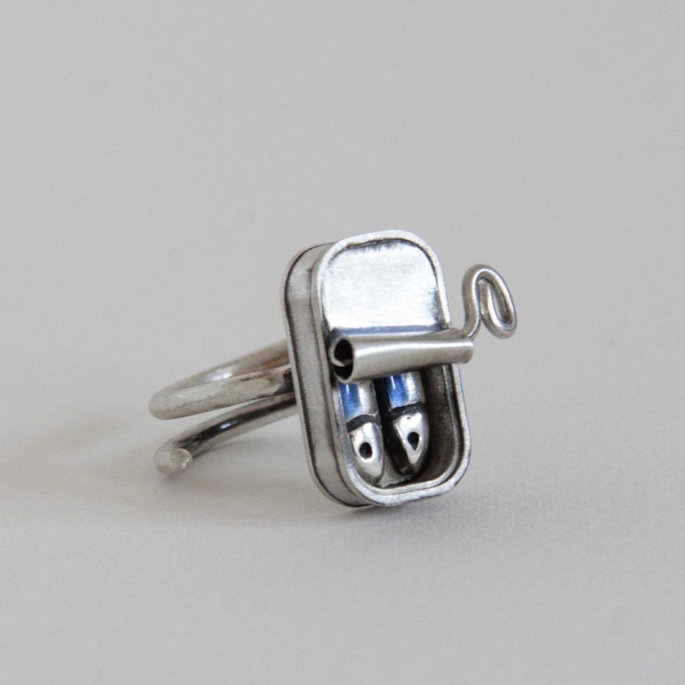 Anillo de plata lata Pareja de Sardinas - Vacía La Nevera Anillo de plata lata Pareja de Sardinas