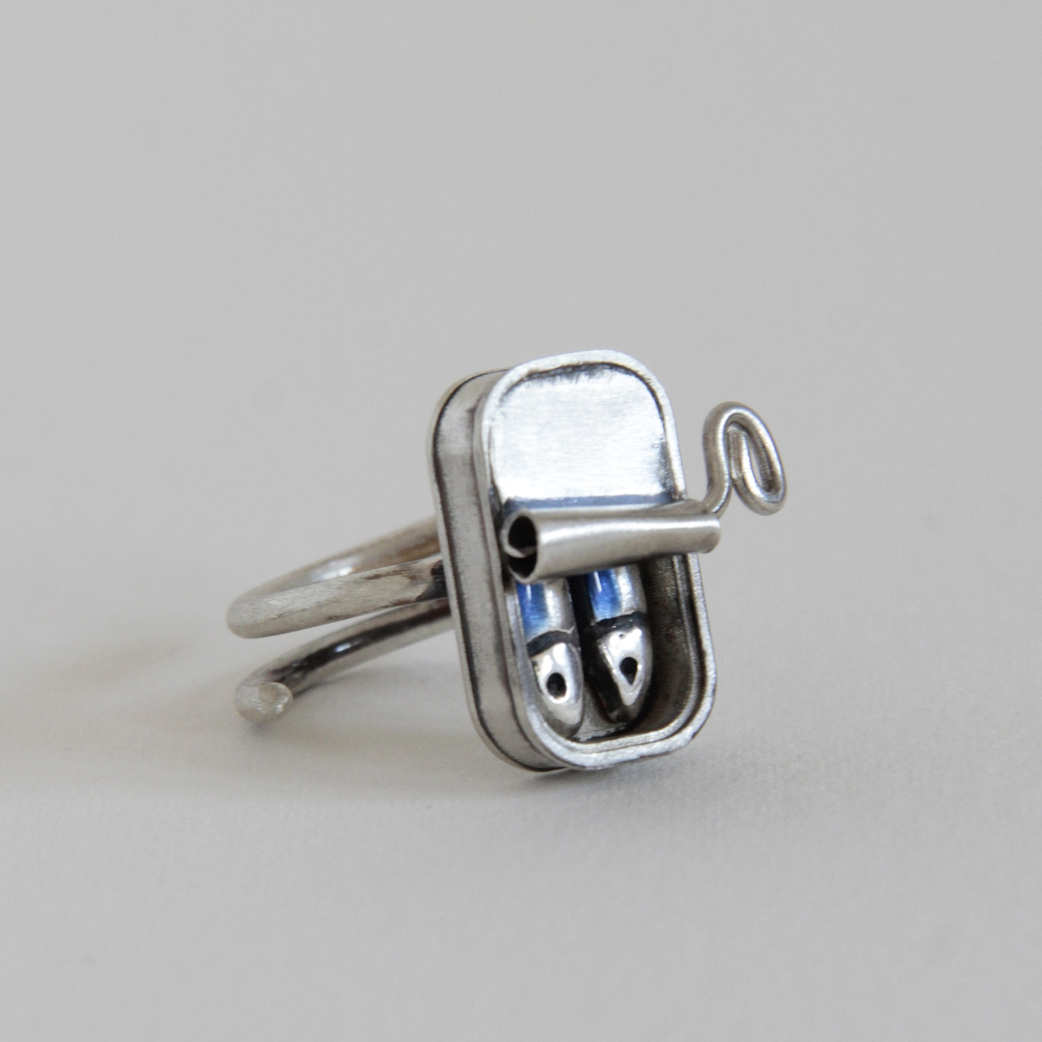 Anillo-plata-lata-pareja-de-sardinas-1C - Vacía La Nevera Anillo de plata lata Pareja de Sardinas