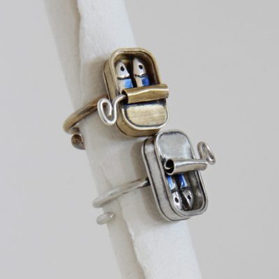 Anillo de plata lata Pareja de Sardinas