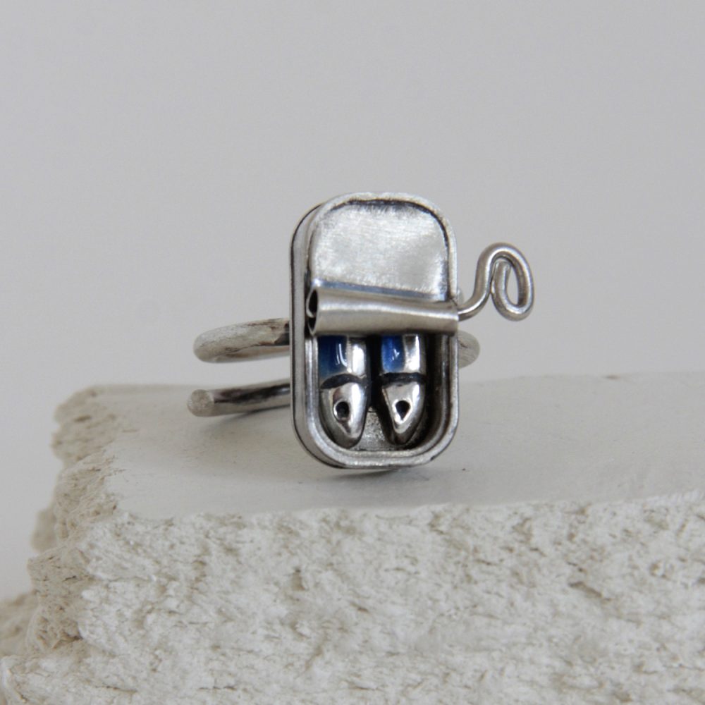 Anillo de plata lata Pareja de Sardinas - Vacía La Nevera Anillo de plata lata Pareja de Sardinas