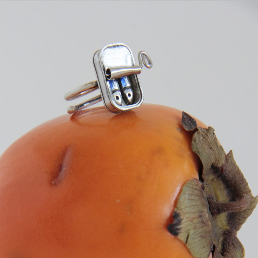 Anillo de plata lata Pareja de Sardinas - Vacía La Nevera Anillo de plata lata Pareja de Sardinas