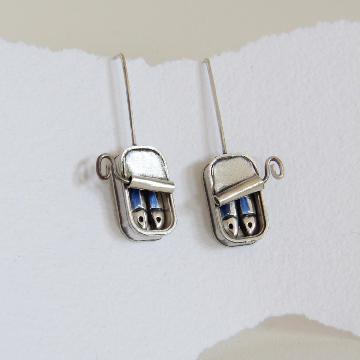 Pendientes-plata-lata-pareja-de-sardinas-3C - Vacía La Nevera Pendientes de plata Lata Pareja de Sadinas