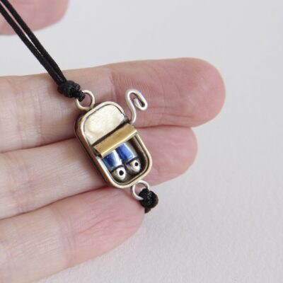 Pulsera de latón y plata lata Pareja de sardinas
