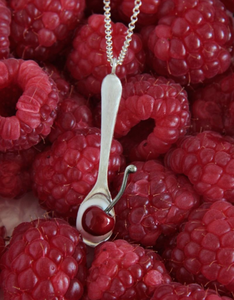 gargantilla de plata Cuchara con cereza y nata