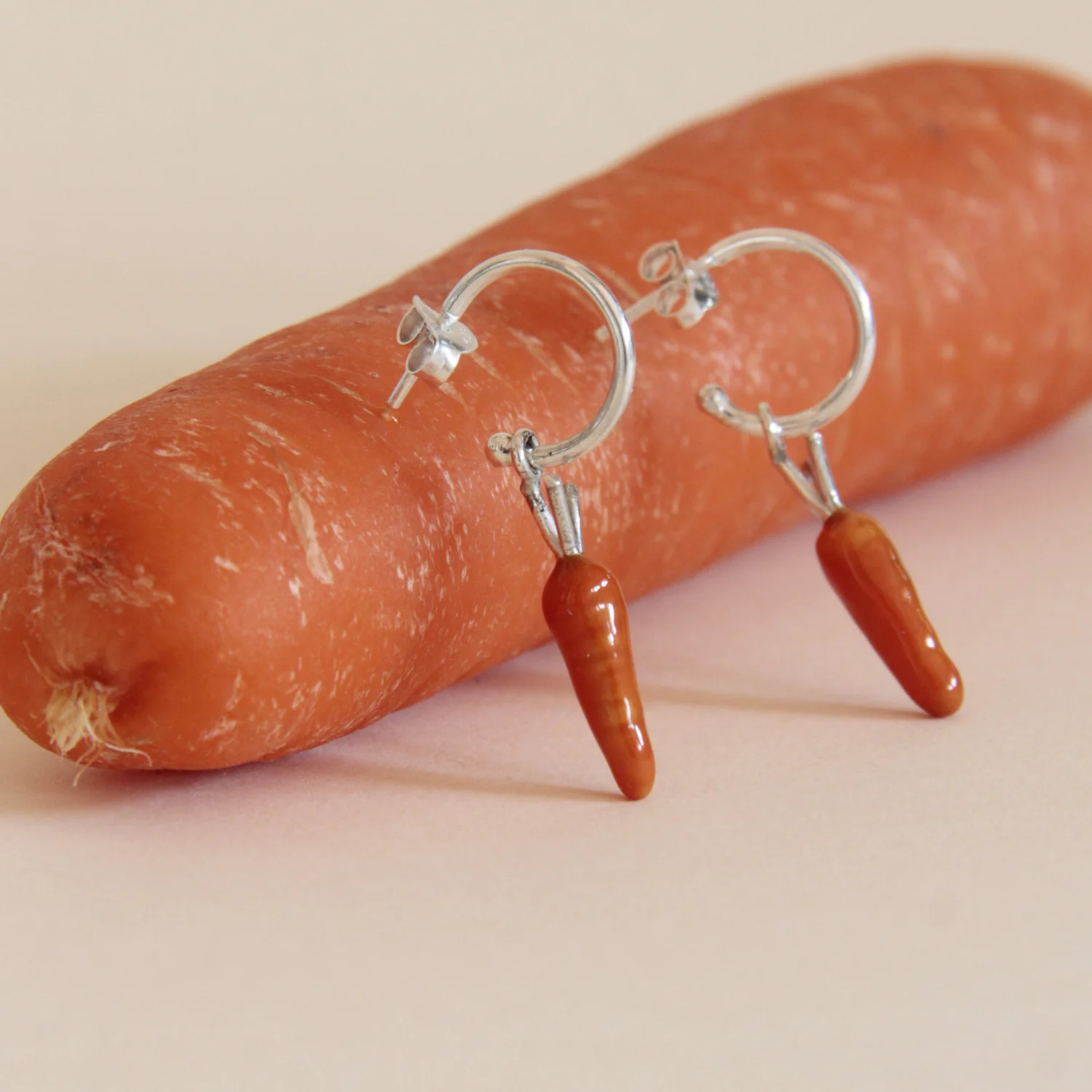 Pendientes aros de plata Zanahorias