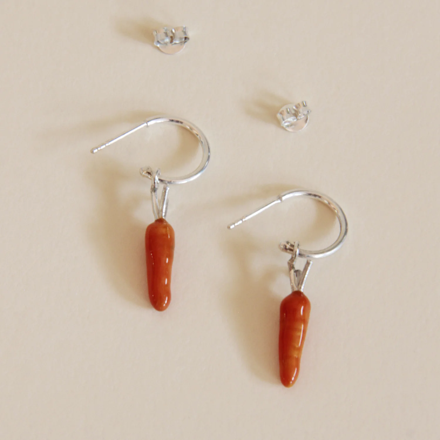Pendientes aros de plata Zanahorias