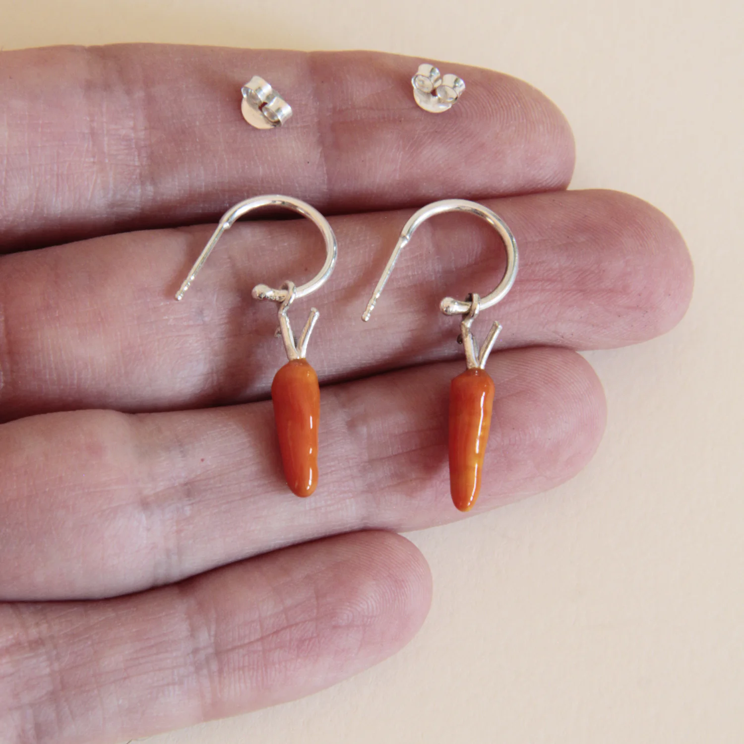 Pendientes aros de plata Zanahorias